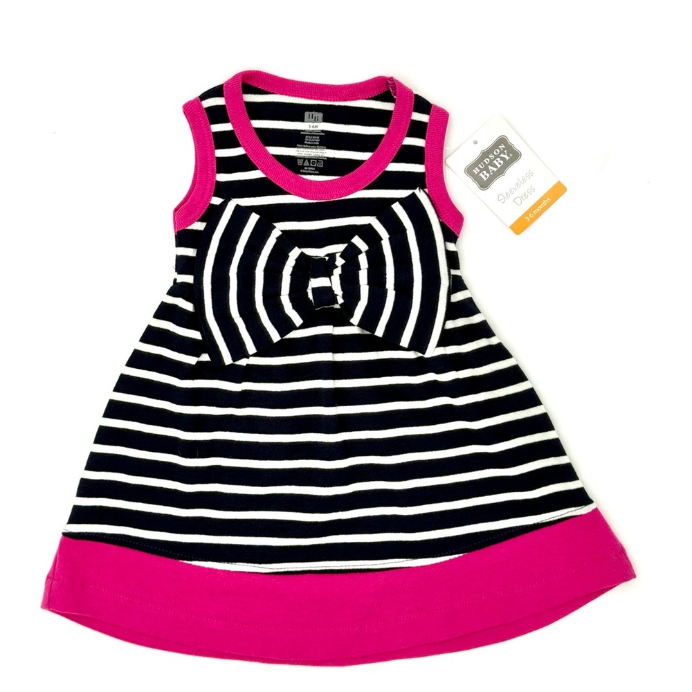 Hudson’s Baby Navy and Pink Striped Kids Casual Dress. NWT , ships next‎ day
